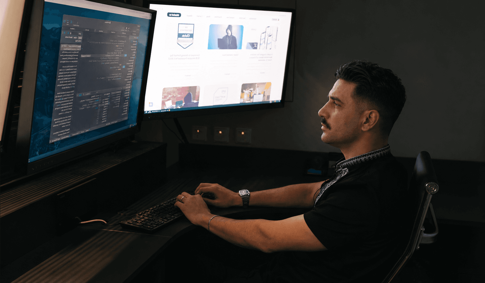 Daniel working at his development workstation